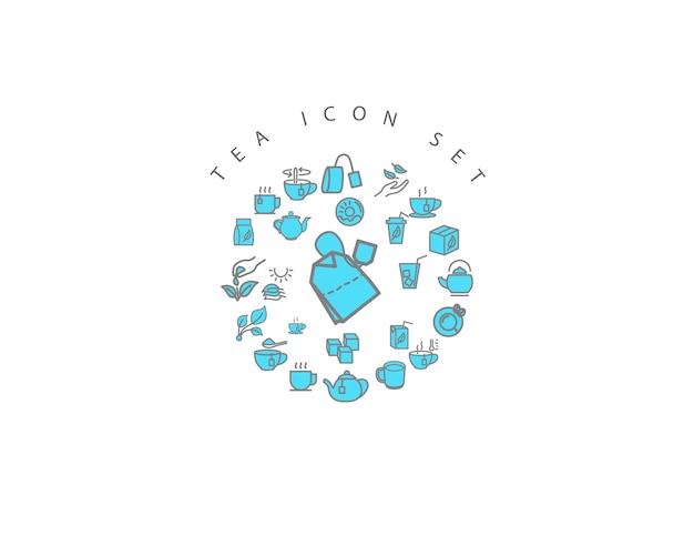 Diseño de conjunto de iconos de té