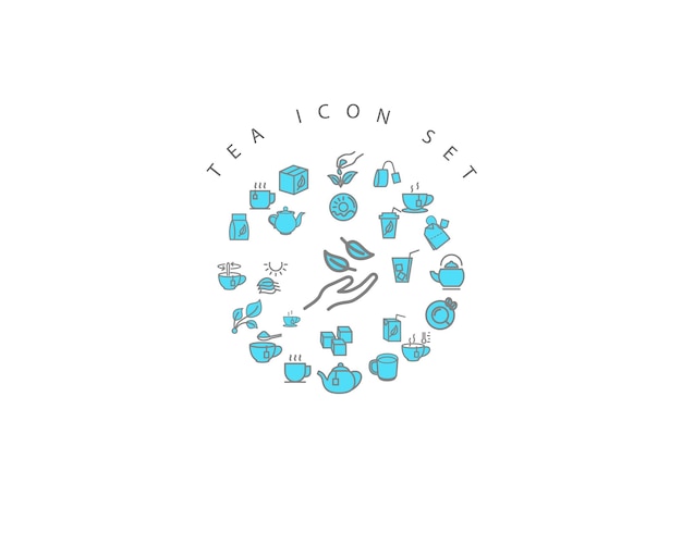 Diseño de conjunto de iconos de té