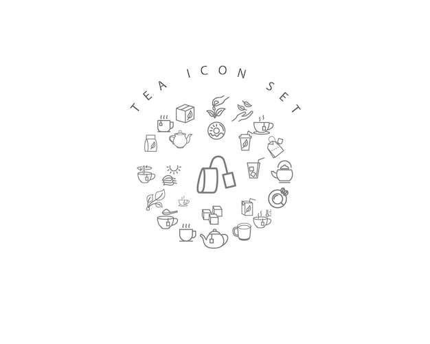 Diseño de conjunto de iconos de té