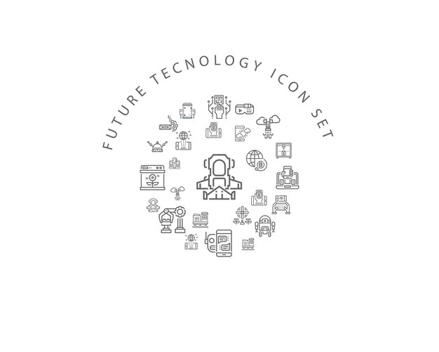 Diseño de conjunto de iconos de tecnología futura