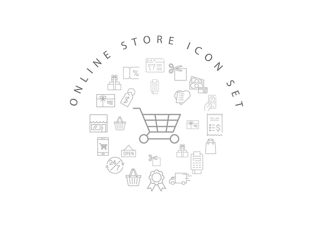 diseño de conjunto de iconos de tienda en línea