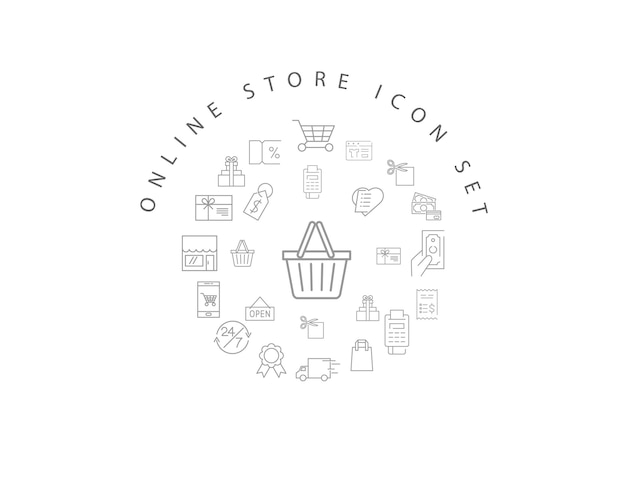 diseño de conjunto de iconos de tienda en línea