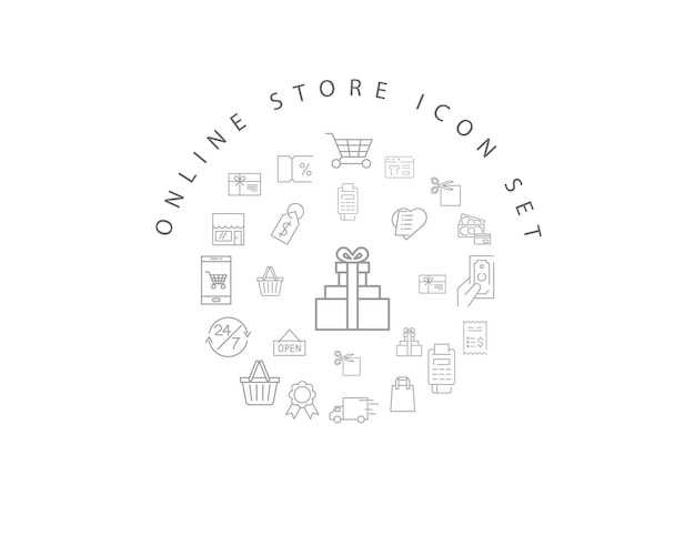 Diseño de conjunto de iconos de tienda en línea