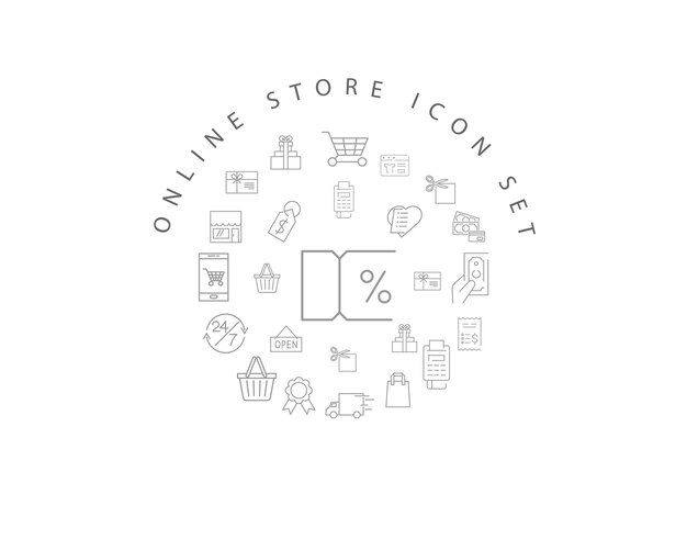 diseño de conjunto de iconos de tienda en línea