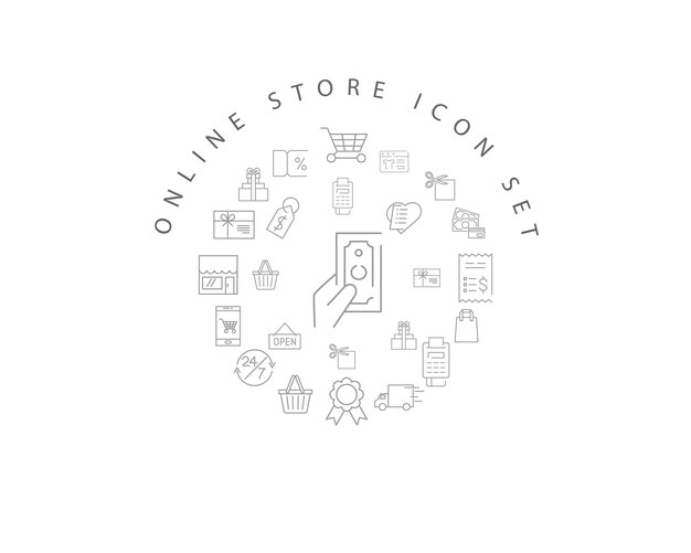 Diseño de conjunto de iconos de tienda en línea