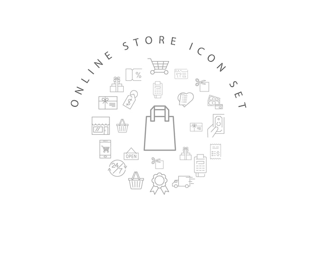 diseño de conjunto de iconos de tienda en línea