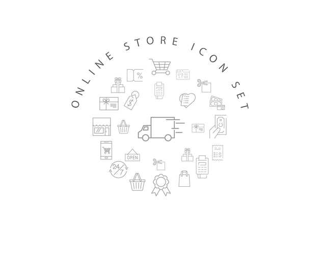 diseño de conjunto de iconos de tienda en línea
