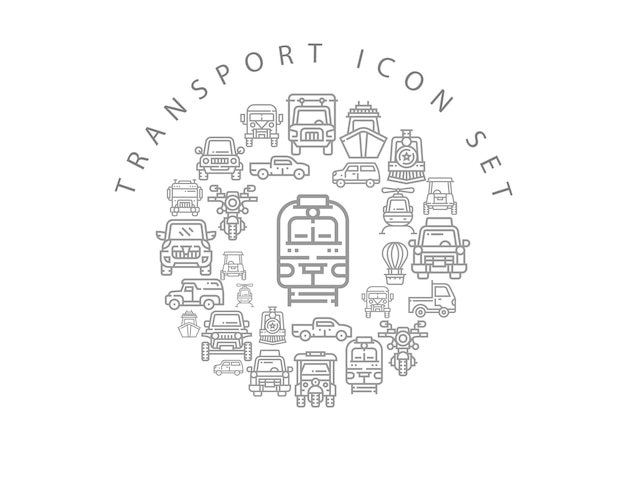 Diseño de conjunto de iconos de transporte