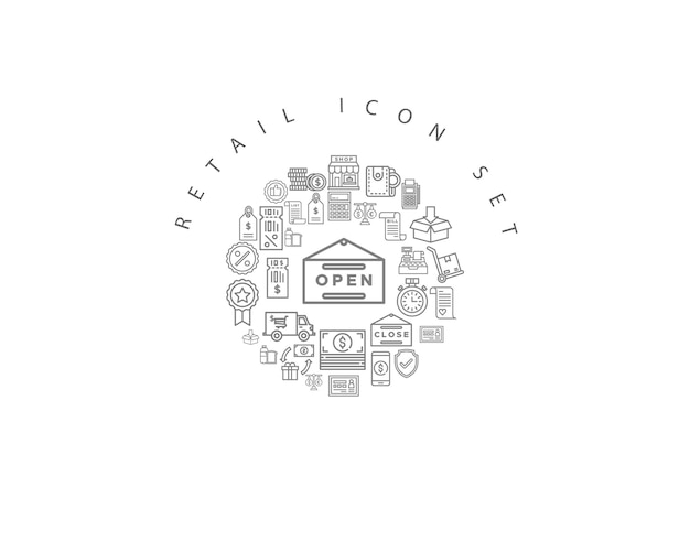 Diseño de conjunto de iconos de venta al por menor