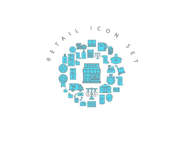 Diseño de conjunto de iconos de venta al por menor