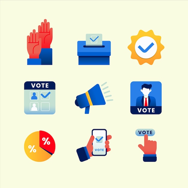 Diseño del conjunto de iconos de voto de gradiente