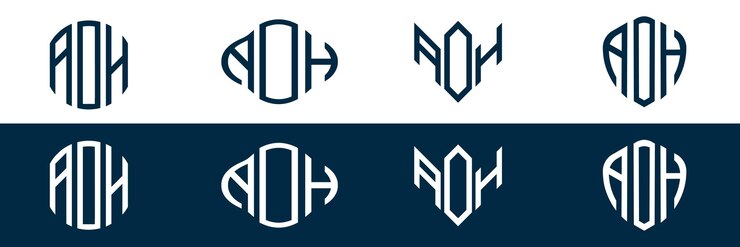 Vector diseño del conjunto de letras del logotipo aoh