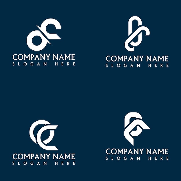 Diseño del conjunto de logotipos de las letras CO