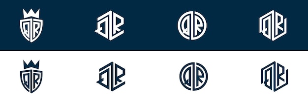 Diseño del conjunto de logotipos de letras QR RQ