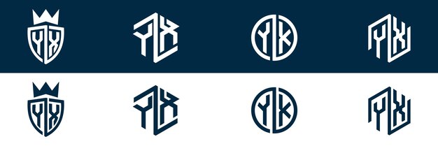 Diseño del conjunto de logotipos de letras YXY XY