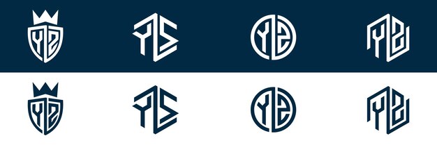 Diseño del conjunto de logotipos de letras YZ ZY