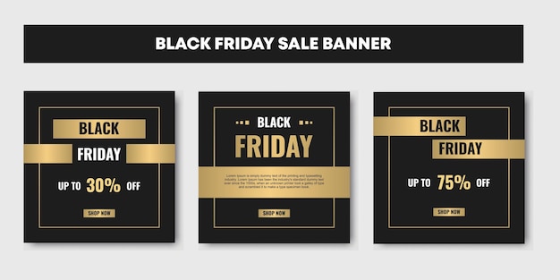 Diseño de conjunto de plantillas de publicación de redes sociales de viernes negro de lujo para promoción