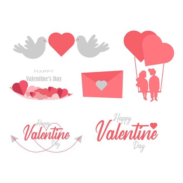 Vector diseño de conjunto de plantillas de saludo del día de san valentín