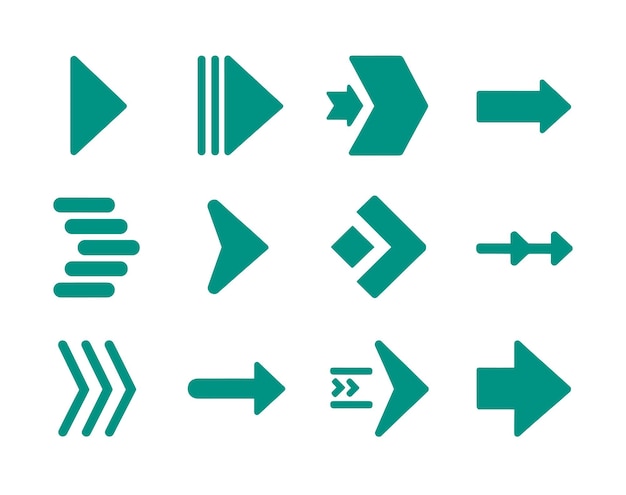 Diseño del conjunto de signos o iconos con flecha direccional