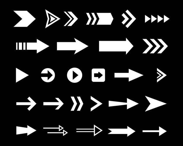 Diseño del conjunto de signos o iconos con flecha direccional