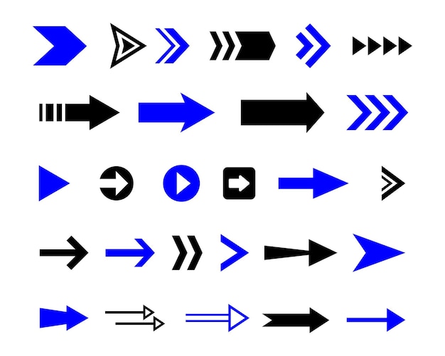Diseño del conjunto de signos o iconos con flecha direccional