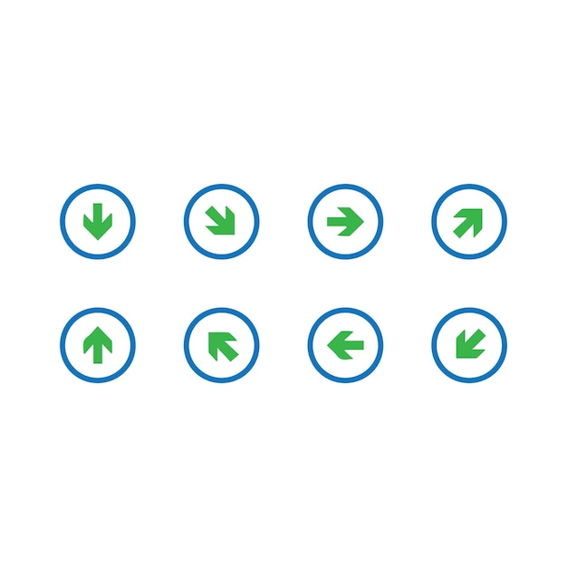 Diseño del conjunto de signos o iconos con flecha direccional