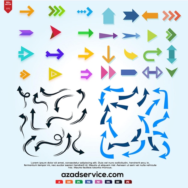 Diseño del conjunto de signos o iconos de flecha