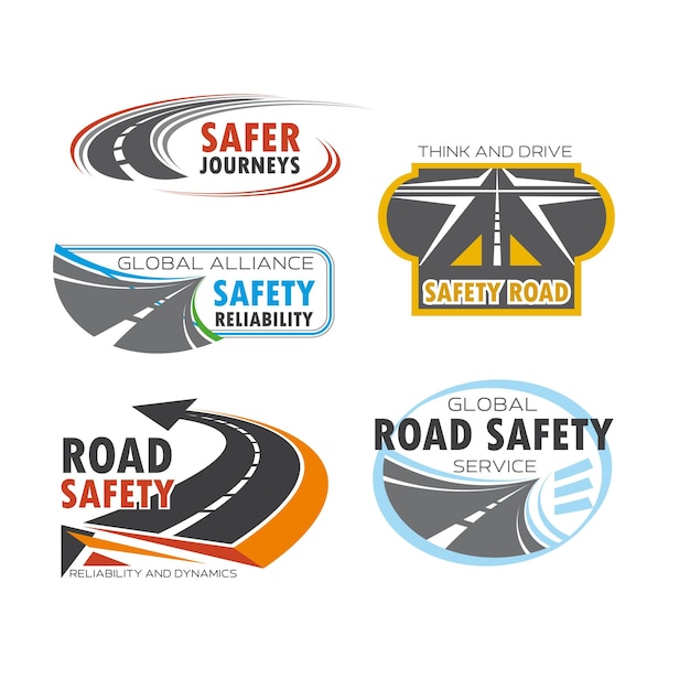 Vector diseño de conjunto de símbolos de servicio de seguridad vial y de tráfico