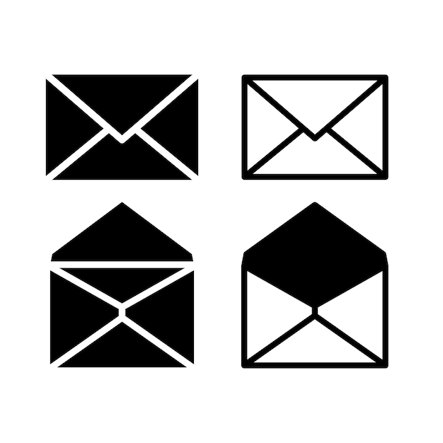 Diseño de conjunto de sobres de icono de correo electrónico. Ilustración de vector de signo de mensaje