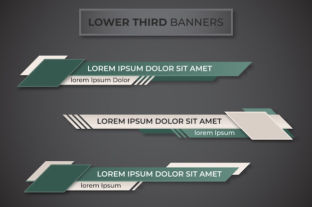Diseño de conjunto de tres banners de tercio inferior geométrico Diseño de plantilla de banner de tercio inferior geométrico moderno Vector de plantilla de conjunto de tercios inferiores coloridos