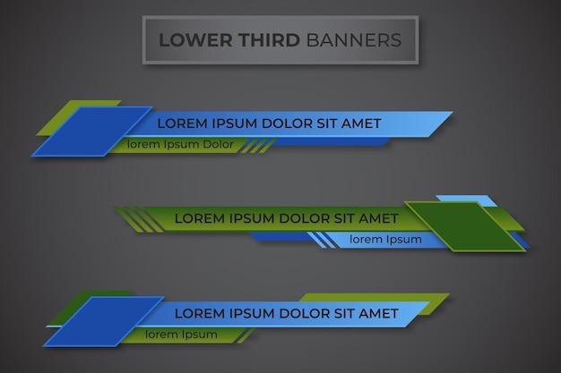 Diseño de conjunto de tres banners de tercio inferior geométrico diseño de plantilla de banner de tercio inferior geométrico moderno vector de plantilla de conjunto de tercios inferiores coloridos