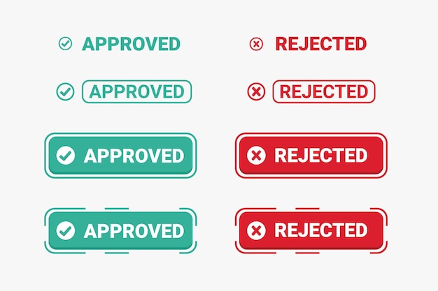 Vector diseño de conjunto de vectores aprobado y rechazado