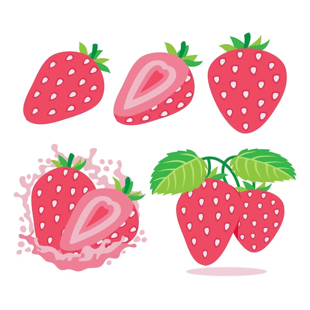 Vector diseño de conjunto de vectores de frutas de fresa