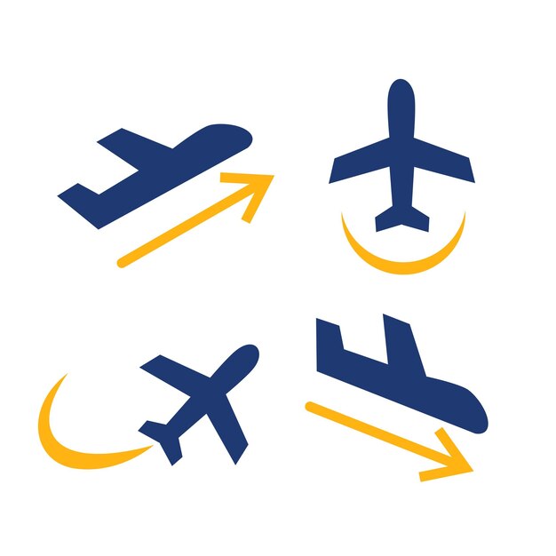diseño de conjunto de vectores de iconos de avión de pasajeros