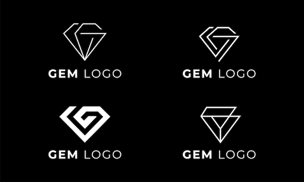 Vector diseño de conjunto de vectores de logotipo de diamante de letra g concepto de diseño de conjunto de logotipo de emblema de gema abstracta