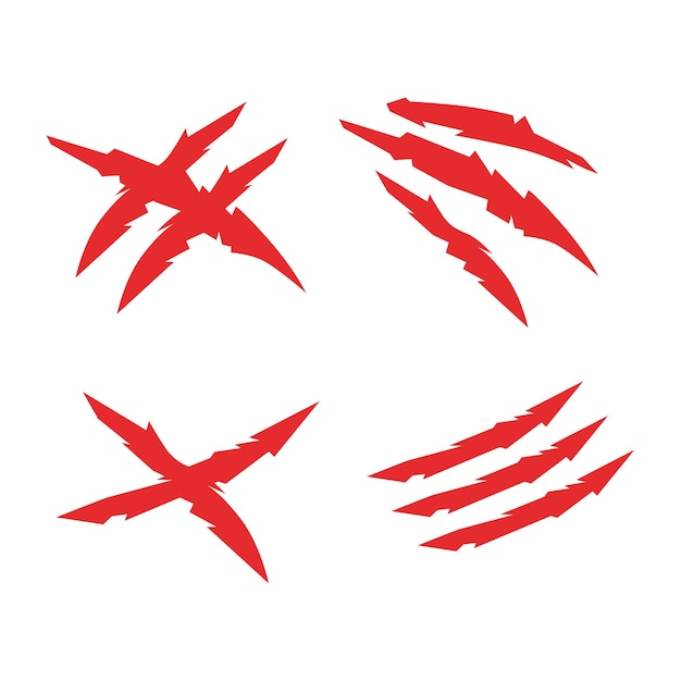 Vector diseño de conjunto de vectores de símbolo de garra de animal salvaje en rojo