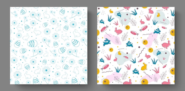 Diseño de conjunto vectorial de huevos de Pascua sin costuras Colección de tarjetas de felicitación de huevos de Pascua con impresión elegante