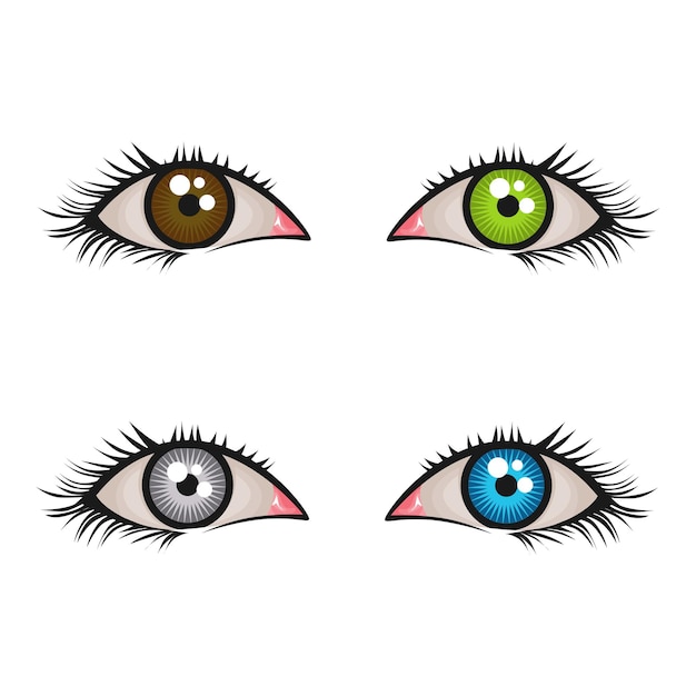 diseño de conjunto vectorial de ojos humanos en diferentes colores