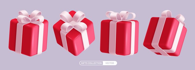 Vector el diseño del conjunto vectorial de regalos rojos de navidad las cajas de regalos de navidad son elementos con cinta blanca y cajas rojas