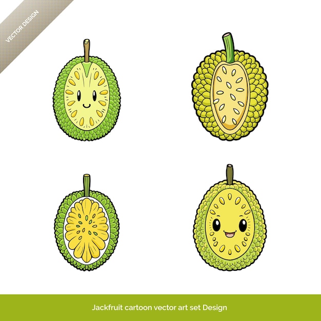 Diseño de conjuntos de arte vectorial de dibujos animados de jackfruit