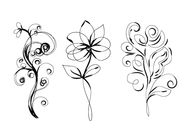 Vector diseño de conjuntos decorativos florales creativos ornamentales