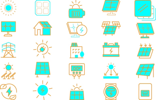 diseño de conjuntos de iconos solares coloridos