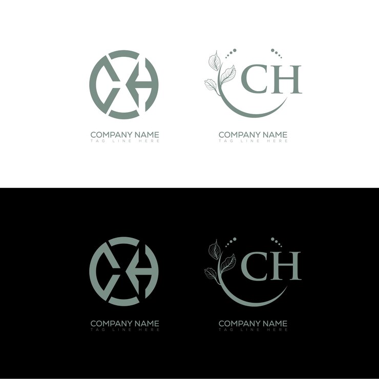 Vector diseño de conjuntos de logotipos minimalistas y clásicos ch monograma vector de forma de círculo