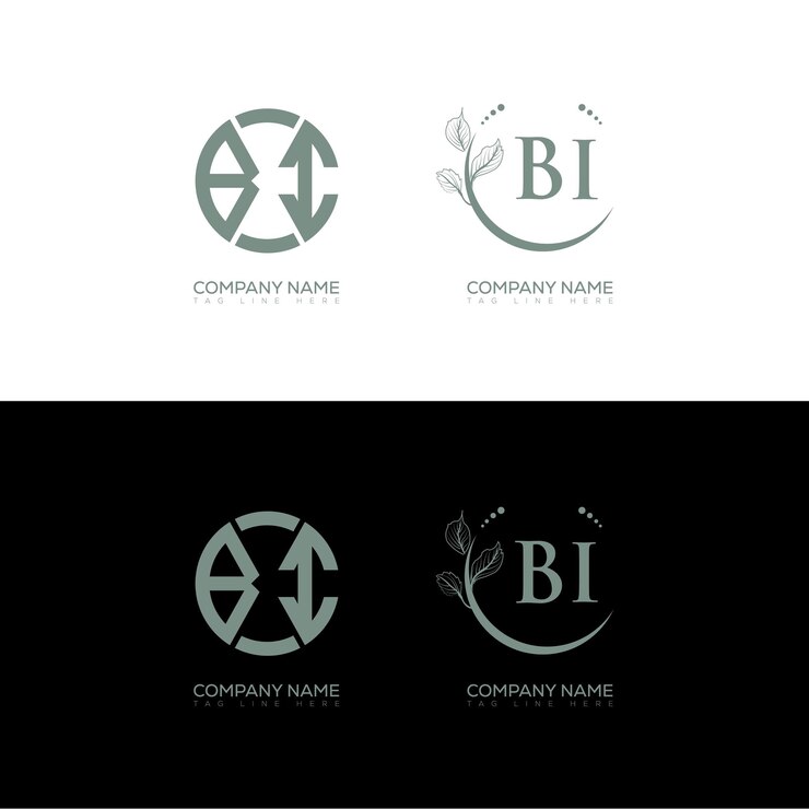 Vector diseño de conjuntos de logotipos minimalistas y clásicos vector de forma de círculo de monograma bi