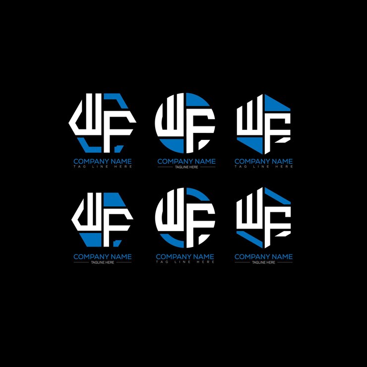 Vector diseño de conjuntos de logotipos minimalistas y clásicos de wf wf monograma polígono y vector de forma circular