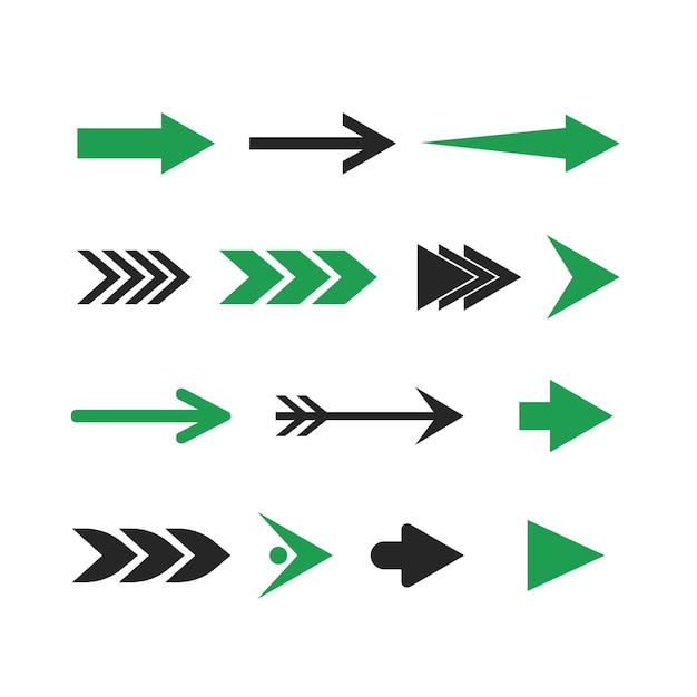 Diseño de conjuntos de signos o iconos de flecha direccional vectorial