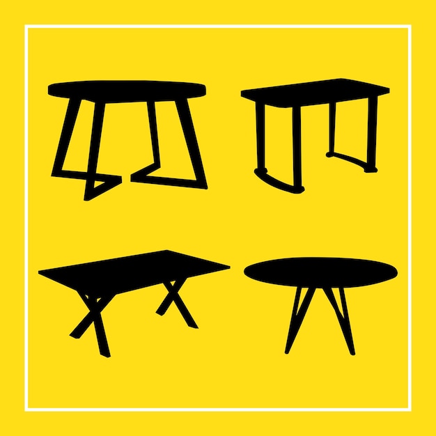Diseño de conjuntos de siluetas de tablas e ilustraciones vectoriales