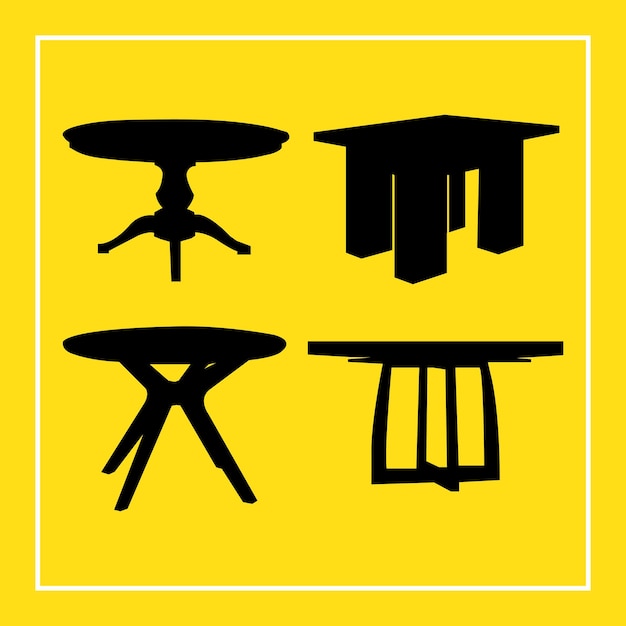Diseño de conjuntos de siluetas de tablas e ilustraciones vectoriales