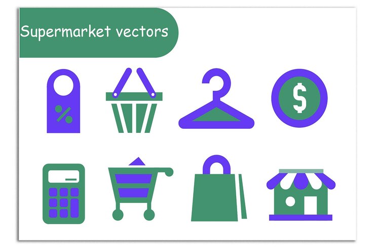 Vector diseño de conjuntos vectoriales de supermercados