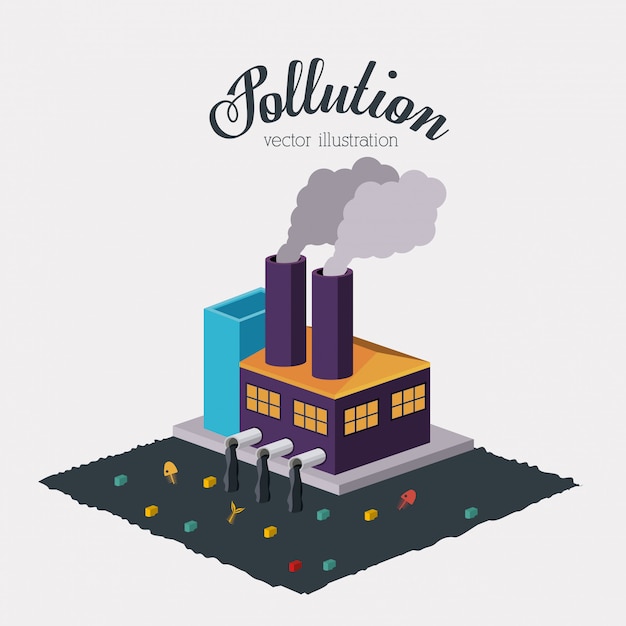 Diseño de la contaminación, ilustración vectorial.